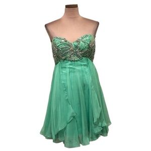 NWT Sherri Hill Prom Dress Size 0 Pastel Green Rhinestone Mini Style 3846